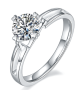 Round-Cut Moissanite Twisted Split-Shank Solitaire Ring in 925 Sterling Silver