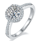 Round-Cut Moissanite Pave Halo Engagement Ring in 925 Sterling Silver