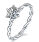 Round-Cut Moissanite Twisted Vine Solitaire Ring in 925 Sterling Silver