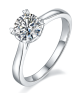 Round-Cut Moissanite Heart Basket Solitaire Ring in 925 Sterling Silver