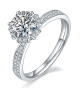 Round-Cut Moissanite Floral Halo Pave Engagement Ring in 925 Sterling Silver