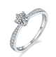 Round-Cut Moissanite Pave Solitaire Engagement Ring in 925 Sterling Silver