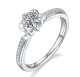 Round-Cut Moissanite Floral Solitaire Pave Ring in 925 Sterling Silver