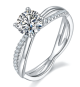 Round-Cut Moissanite Twisted Split Shank Solitaire Ring in 925 Sterling Silver