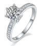 Round-Cut Moissanite Pavé Twist Solitaire Ring in 925 Sterling Silver