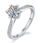 Round-Cut Moissanite Bypass Pavé Solitaire Ring in 925 Sterling Silver