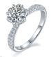 Round-Cut Moissanite Floral Crown Pavé Engagement Ring in 925 Sterling Silver