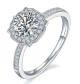 Round-Cut Moissanite Scalloped Halo Pave Engagement Ring