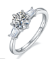 Round-Cut Moissanite Three-Stone Tapered Ring in 925 Sterling Silver