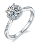 Round-Cut Moissanite Cushion Halo Pave Engagement Ring in 925 Sterling Silver