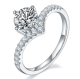 Round-Cut Moissanite Pavé Crossover Solitaire Ring in 925 Sterling Silver