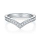 White Moissanite Chevron Pavé Eternity Band Ring in 925 Sterling Silver