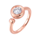 Moissanite and Sapphire Round-Cut Bubble Open Ring in 925 Sterling Silver