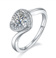 Round-Cut Moissanite Teardrop Halo Bypass Ring in 925 Sterling Silver
