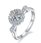 Round-Cut Moissanite Floral Halo Engagement Ring in 925 Sterling Silver