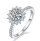Round-Cut Moissanite Sunflower Halo Ring in 925 Sterling Silver