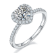 Round-Cut Moissanite Heart Halo Pavé Ring in 925 Sterling Silver