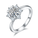 Round-Cut Moissanite Star Flower Halo Engagement Ring in 925 Sterling Silver