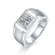 Round-Cut Moissanite Square Signet Ring in 925 Sterling Silver