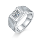 Round-Cut Moissanite Pavé Signet Statement Ring in 925 Sterling Silver
