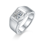 Round-Cut Moissanite Square Signet Ring in 925 Sterling Silver