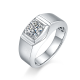 Round-Cut Moissanite Signet Statement Ring in 925 Sterling Silver