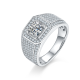 Round-Cut Moissanite Cushion Halo Pavé Signet Ring in 925 Sterling Silver