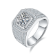 Round-Cut Moissanite Cushion Halo Statement Ring in 925 Sterling Silver