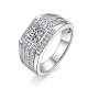 Round-Cut Moissanite Square Halo Pavé Statement Ring in 925 Sterling Silver