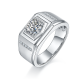 Round-Cut Moissanite Geometric Signet Ring in 925 Sterling Silver
