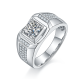 Round-Cut Moissanite Pavé Signet Statement Ring in 925 Sterling Silver