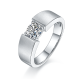 Round-Cut Moissanite Tension-Inspired Wide Band Ring in 925 Sterling Silver