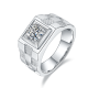 Round-Cut Moissanite Checkerboard Signet Statement Ring in 925 Sterling Silver