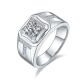 Round-Cut Moissanite Geometric Signet Statement Ring in 925 Sterling Silver
