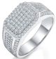 White Moissanite Pavé Statement Men's Ring in 925 Sterling Silver