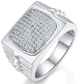 White Moissanite Pavé Signet Statement Ring in 925 Sterling Silver