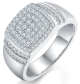 White Moissanite Pavé Cluster Statement Men's Ring in 925 Sterling Silver