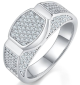 Cushion-Top Moissanite Pave Signet Men's Ring in 925 Sterling Silver