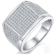 Round-Cut Moissanite Pavé Signet Men's Ring in 925 Sterling Silver