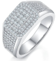 Round-Cut Moissanite Pave Signet Statement Ring in 925 Sterling Silver