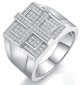 Round-Cut Moissanite Geometric Pave Statement Men's Ring