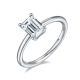 Emerald-Cut Moissanite Minimalist Solitaire Ring in 925 Sterling Silver