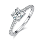 Round-Cut Moissanite Pavé Solitaire Engagement Ring in 925 Sterling Silver