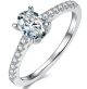 Oval-Cut Moissanite Petite Pave Solitaire Ring in 925 Sterling Silver