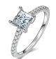 Princess-Cut Moissanite Pavé Solitaire Engagement Ring in 925 Sterling Silver