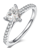 Trillion-Cut Moissanite Pavé Crossover Solitaire Ring in 925 Sterling Silver