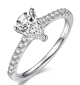 Pear-Cut Moissanite Pavé Solitaire Engagement Ring in 925 Sterling Silver
