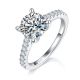Round-Cut Moissanite Pavé Solitaire Engagement Ring in 925 Sterling Silver