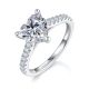Heart-Cut Moissanite Pavé Solitaire Engagement Ring in 925 Sterling Silver