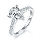 Pear-Cut Moissanite Pavé Solitaire Engagement Ring in 925 Sterling Silver